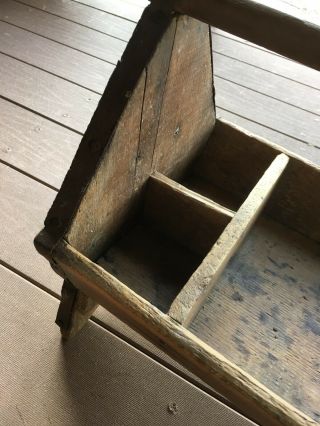 Vintage Wooden Tool Box Caddy Handmade primitive antique box 4