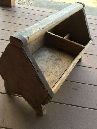 Vintage Wooden Tool Box Caddy Handmade primitive antique box 7