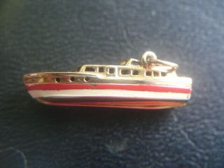 Vintage 14k Gold Enamel Yacht Ship Or Boat Charm For Bracelet