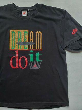 Vintage Rare 80s 90s Nike Air Jordan Dream It Do It Grey Tag Shirt Large