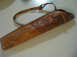 Vintage All Leather - Fully Engraved - Hand Tooled Quiver - Good - Slightly