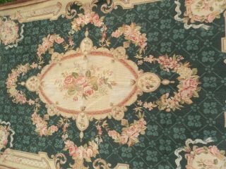 Vintage Needlepoint Floral Hand - Woven Aubusson French Style Wool Rug