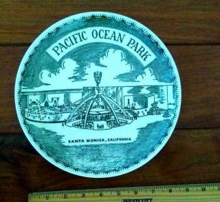 Vintage Pacific Ocean Park Souvenir Ceramic Plate Santa Monica,  California