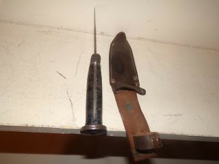 RARE VINTAGE WESTERN BOWIE KNIFE WITH SHEATH ESTATE FIND 4