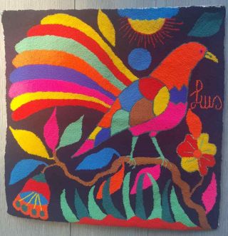 Luis Montiel Mali Mai 1970 ' s Bird Tapestry Venezuela MCM Rya Rug 6