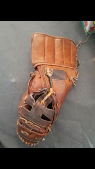 Vintage Hockey Goalie Catcher Glove Leather Rare