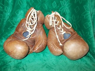 Vintage Leather Classic Boxing Gloves Brown Old Fashioned Gloves Boxing Gloves