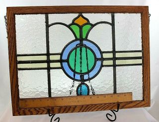 Stained glass church windows,  salvage,  oak framed pair rectangular 9