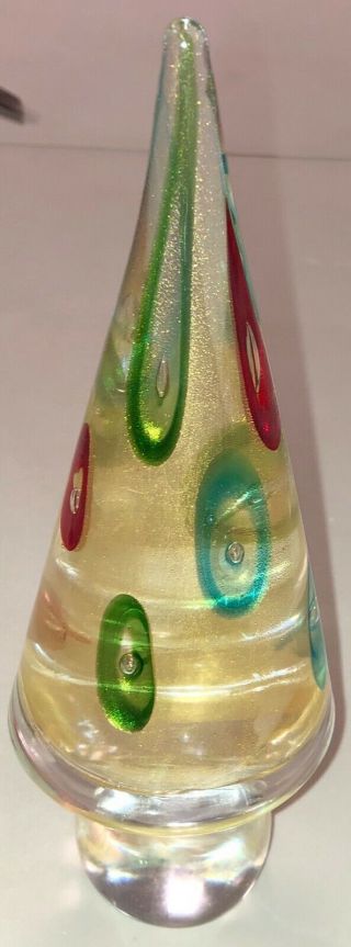 Vintage Murano Art Glass Colorful Christmas Tree Figurine 8” Quality Estate