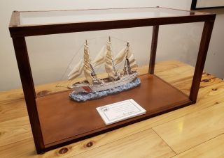 Vintage Cased Model Of Uscg Eagle Connecticut Cutter Schooner Ship In Glass Case