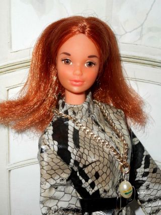 Vintage Barbie Quick Curl Kelley Doll In Htf Mod Clone Snakeskin Romper,  Boots