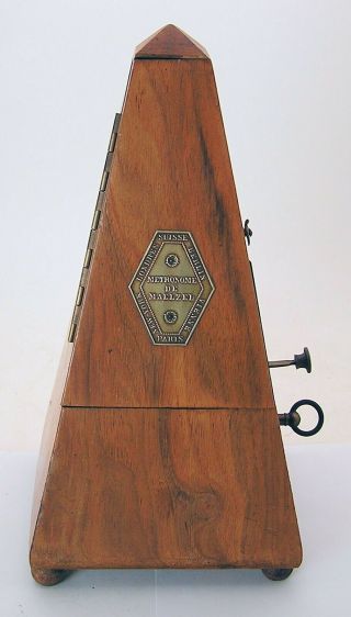 Vintage Antique R Are Metronome De Maelzel Wood Obelisk Wind Up With Rare Bell
