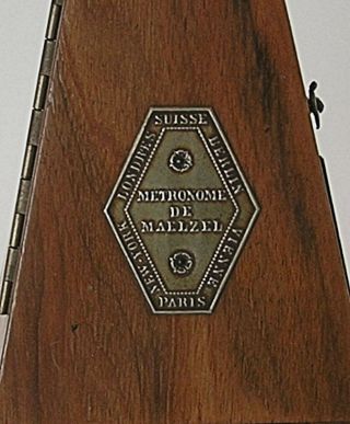 Vintage Antique R are Metronome De Maelzel Wood Obelisk Wind Up with Rare Bell 2