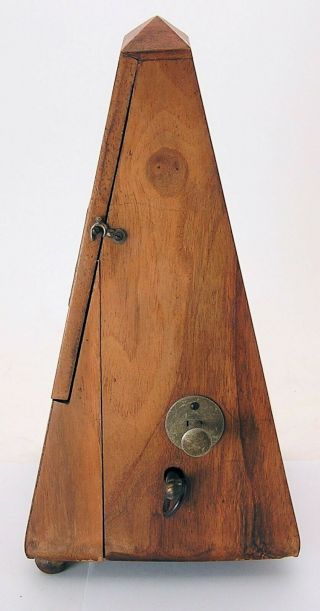 Vintage Antique R are Metronome De Maelzel Wood Obelisk Wind Up with Rare Bell 3