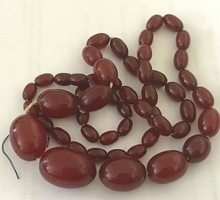 Vintage Cherry Amber Bakelite Beads Necklace.  73.  77g