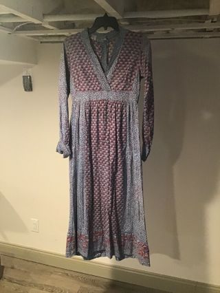 Vintage India Imports Of Rhode Island Purple Red Swirl Boho Dress.  Size Xs Small