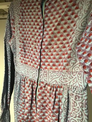 Vintage India Imports of Rhode Island Purple red Swirl Boho Dress.  Size XS small 8