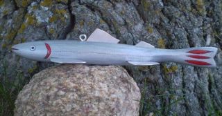 Jay Mcevers Fish Decoy Candle Lure Fishing Folk Art Carved Wood Rod Ice Spearing