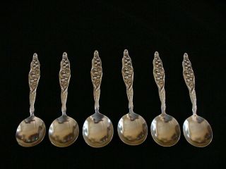 6 Whiting Lily Of The Valley Sterling Silver 6 7/8 " Gumbo Spoons - C.  1885