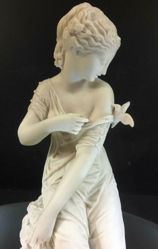 Parian Figure Of A Woman With A Bird On Her Shoulder - - Buy It Now