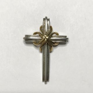 Tiffany & Co.  Sterling Silver 18k Yellow Gold Vintage Cross Pendent