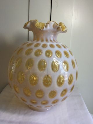 Large Vintage Fenton Honeysuckle Opalescent Coin Dot Lamp Shade 13 " Tall