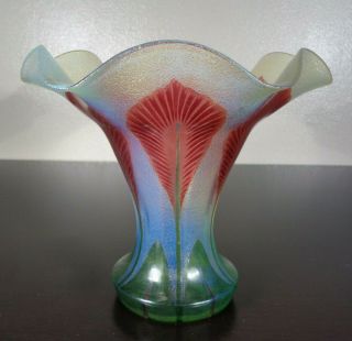 Bohemian Carl Goldberg Acid Cut Back Art Glass Vase 6 " Heckert Loetz Style Rare