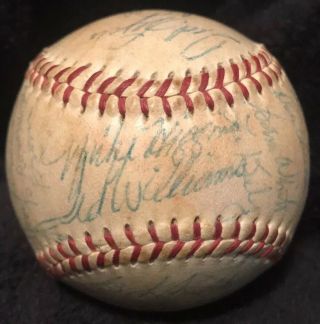 1957 - 1958 Boston Red Sox Signed Team Baseball Ted Williams Autograph Rare