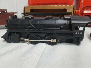Rare Vintage Lionel 027 243 243W Locomotive W/ Whistle Tender & Cars 027 Gauge 2
