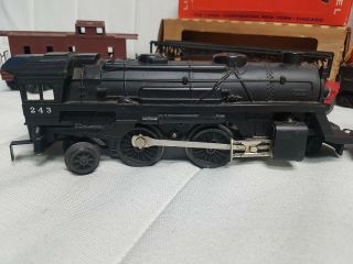Rare Vintage Lionel 027 243 243W Locomotive W/ Whistle Tender & Cars 027 Gauge 4