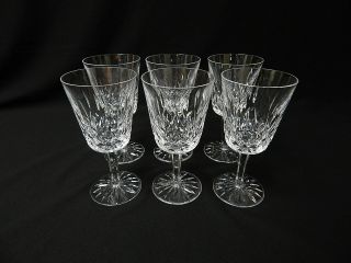 6 Vintage Waterford Lismore Wine Water Goblets Lead Crystal 6 7/8 " Glasses Stem