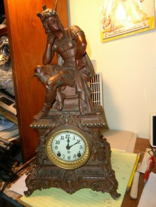 Antique - Ansonia - Statue Clock " Hector " Ca.  1890 - To Restore - T739