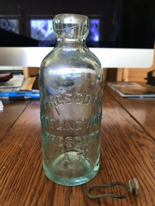 Antique Aqua Soda Bottle Prescott Bottling A.  T.  Arizona Territory C.  1900