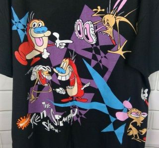 Vintage Ren and Stimpy Shirt 1992 Nickelodeon 1990s Size XL Black Changes Rare 4