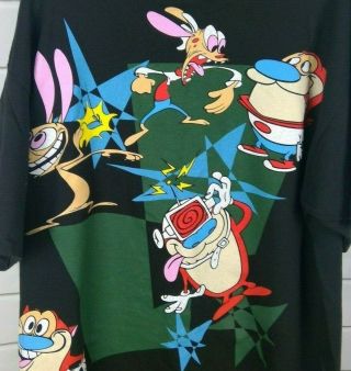 Vintage Ren and Stimpy Shirt 1992 Nickelodeon 1990s Size XL Black Changes Rare 6