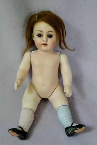 Antique All - Bisque 8 " Open Mouth Mignonette Wrestler Type Doll