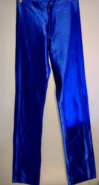 Frederick’s Of Hollywood Blue Spandex Disco Pants 1970s 1980s Rare Color 3