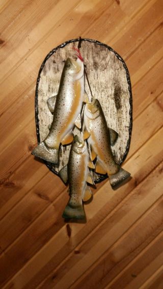 Brown Trout Wood Carving Fish Decoy Vintage Fishing Lure Casey Edwards