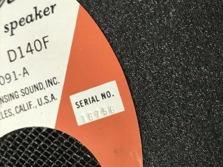 Vintage Fender JBL D140F 15” Speaker Showman Bassman Rare Orange Frame 3