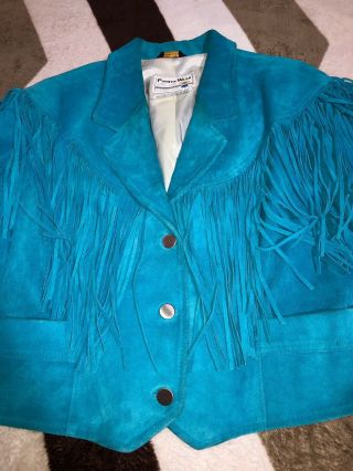 Vintage PIONEER WEAR Suede Leather Fringe Western Jacket Coat Women ' s 3