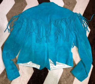 Vintage PIONEER WEAR Suede Leather Fringe Western Jacket Coat Women ' s 7