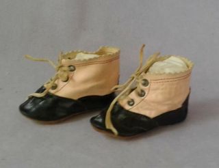 Antique Leather Doll Shoes Incised 7 Good Shape