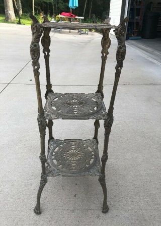 Vintage 3 Tier Brass Plant Stand With Cherubs Made In Italy