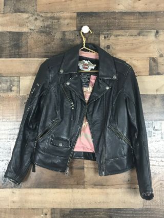 Harley Davidson Vintage Women’s Leather Moto Jacket Small 2006