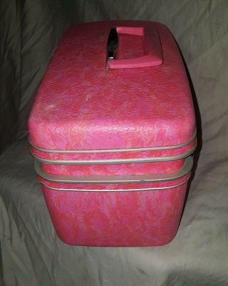 Vintage Samsonite Silhouette Pink Train/Cosmetic Case w/ KEY And Tray 4