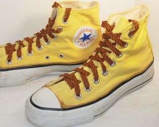 Vtg Converse Chuck Taylor All Star High Top Yellow Shoes/sneakers Made In Usa 6