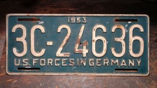 Rare 1953 Vintage U.  S.  Forces In Germany License Plate Us Military Personnel