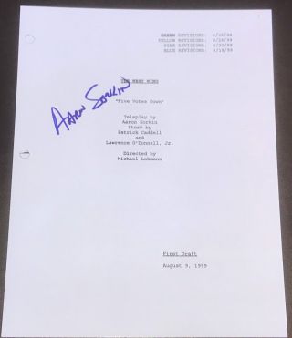 Aaron Sorkin Signed Autograph " West Wing " Five Votes Down Rare Episode Script