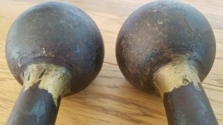 Vintage Antique Globe Strongman Dumbbells 15 lbs Cast Iron 6