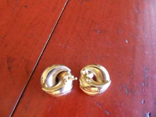 Vintage Modern Modernist 14k Yellow Gold Post Pierced Puffy Earrings 4.  2 Grams